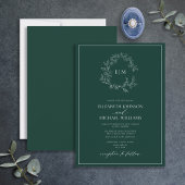 Invitation Mariage de monogramme vert émeraude moderne