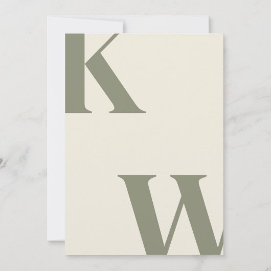 Invitation Mariage de monogramme vert olive (Dos)
