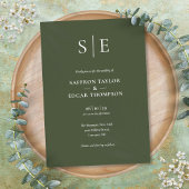 Invitation Mariage de monogramme vert olive