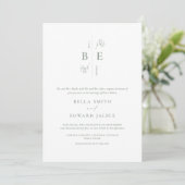 Invitation Mariage de monogramme vert Sage (Debout devant)