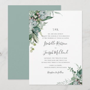 Invitation Mariage de Monogramme vert Sage de verdure Succule