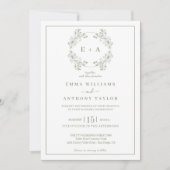 Invitation Mariage de monogramme Vintage officiel (Devant)
