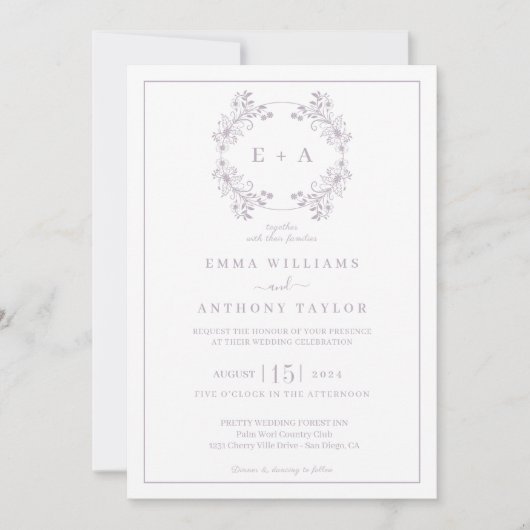 Invitation Mariage de monogramme Vintage officiel (Devant)