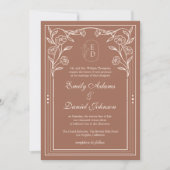 Invitation Mariage de monogramme vintage rustique (Devant)
