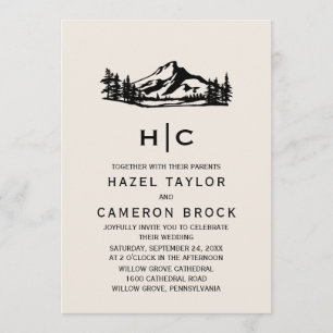 Invitation Mariage de monogramme vintage Wilderness