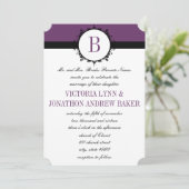 Invitation Mariage de monogramme violet ou couleur (Debout devant)