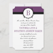 Invitation Mariage de monogramme violet ou couleur (Devant)