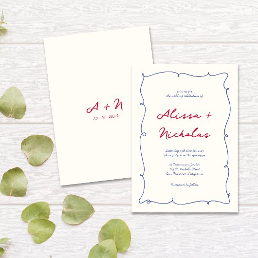 Invitation Mariage de monogramme Whimsical Bright Wavy