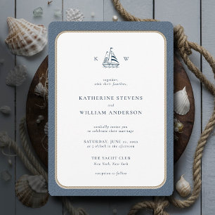 Invitation Mariage de monogrammes de de corde marine