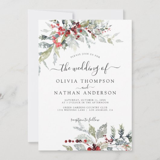 Invitation Mariage de monographie botanique des baies d'hiver (Devant)