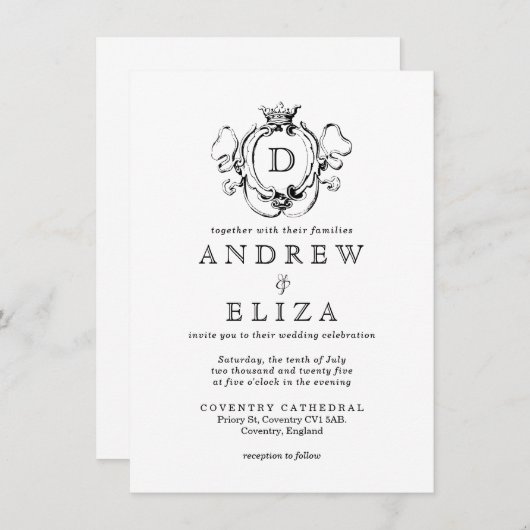 Invitation Mariage de monographie de la crête royale (Devant / Derrière)
