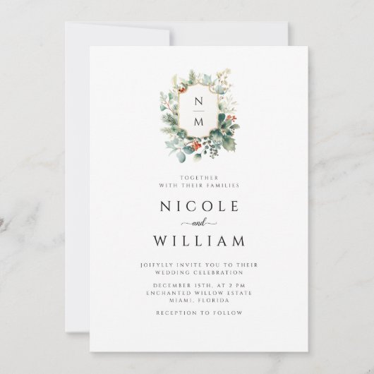 Invitation Mariage de monographie de Noël (Devant)