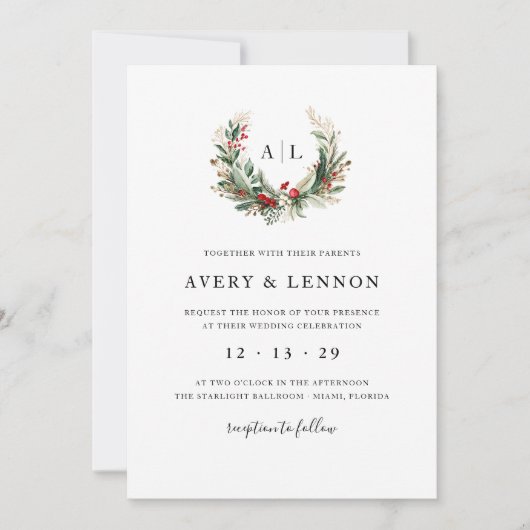 Invitation Mariage de monographie de Noël (Devant)
