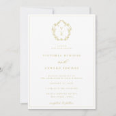 Invitation Mariage de monographie vintage Gold Crest (Devant)