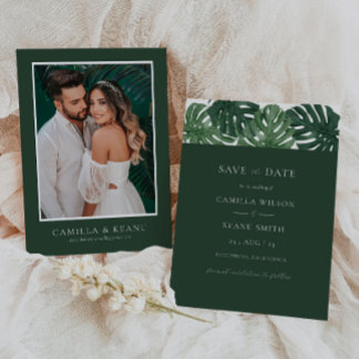 Invitation Mariage de Monstera Tropical Enregistrer la date