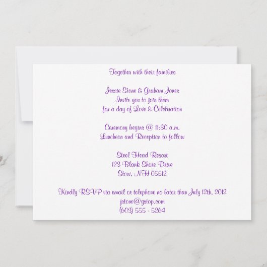 Invitation mariage de montagne blanc (Dos)