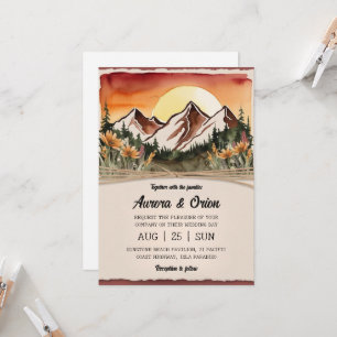 Invitation mariage de montagne floral moderne