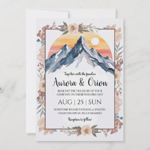 Invitation mariage de montagne floral moderne