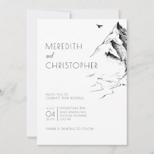 Invitation Mariage de montagne minimaliste à main