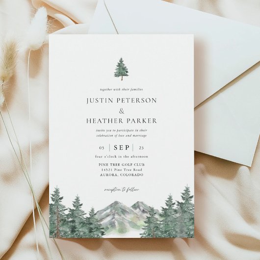 Invitation Mariage de montagne Pine Tree