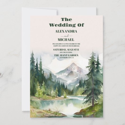Invitation Mariage de montagne rustique (Devant)
