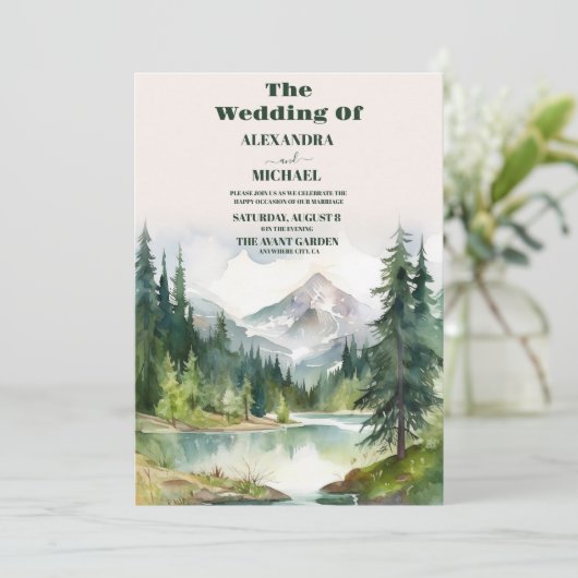 Invitation Mariage de montagne rustique (Debout devant)