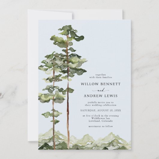 Invitation Mariage de montagne rustique (Devant)