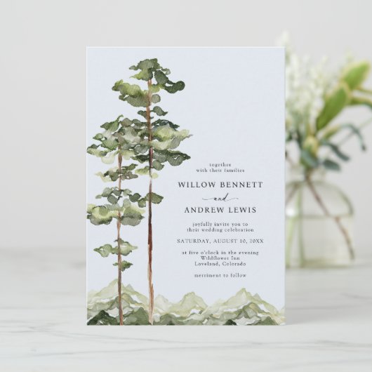 Invitation Mariage de montagne rustique (Debout devant)