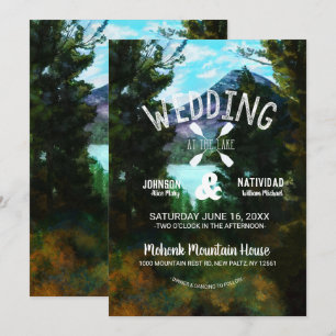 Invitation Mariage de montagne rustique au bord du lac