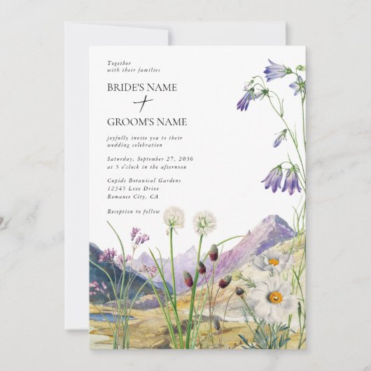 Invitation Mariage de montagne Rustique Fleur sauvage aquarel (Devant)