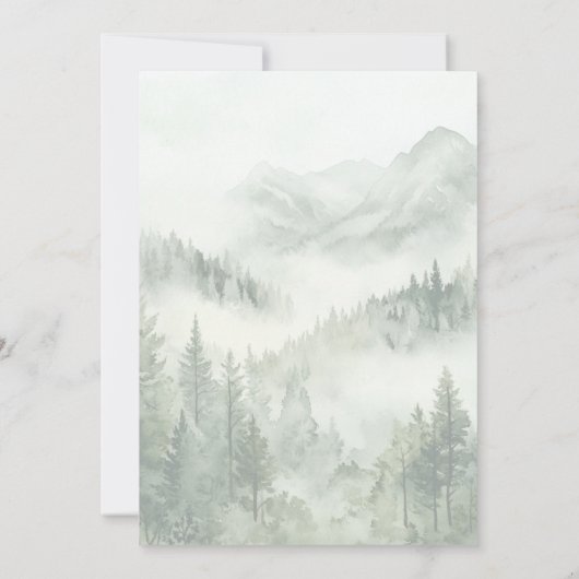 Invitation Mariage de montagnes rustiques brumeuses (Dos)