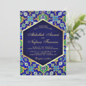 Invitation Mariage de mosaïque géométrique de l'or arabe isla (Debout devant)