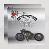 Invitation Mariage de motard grunge rustique (Devant / Derrière)