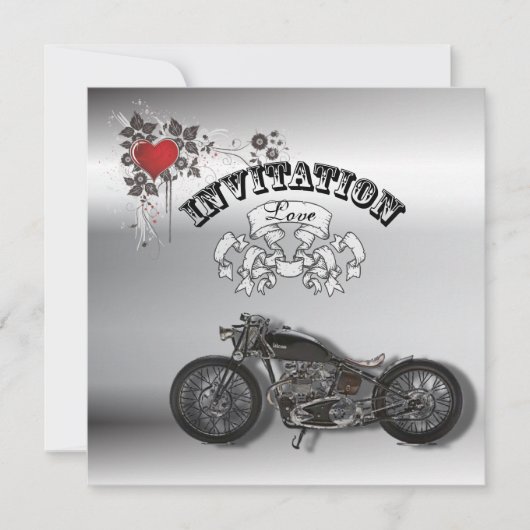 Invitation Mariage de motard grunge rustique (Devant)