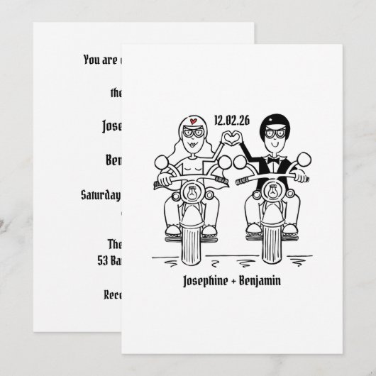 Invitation Mariage de motards (Devant / Derrière)
