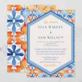 Invitation Mariage de motif abstrait de carrelage d'été (Devant / Derrière)