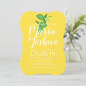 Invitation Mariage de Motif de citron jaune frais (Debout devant)