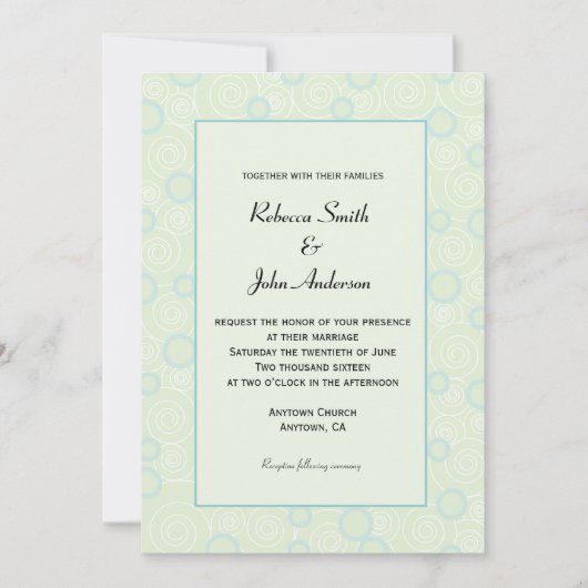 Invitation Mariage de Motif de la pointe verte et Turquoise b (Devant)