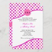 Invitation Mariage de Motif de point de Polka rose Monogramme (Devant / Derrière)