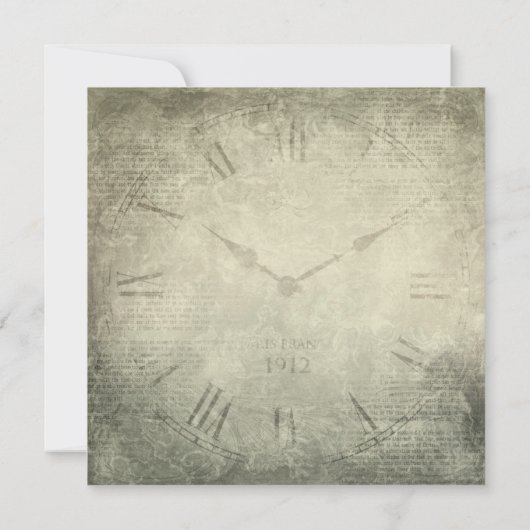 Invitation mariage de motif de script d'horloge rustique Vint (Dos)