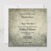 Invitation mariage de motif de script d'horloge rustique Vint (Devant)