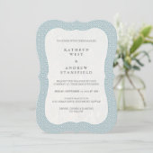 Invitation Mariage de Motif de vague blanc et bleu formel min (Debout devant)