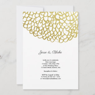 Invitation Mariage de Motif pétale dessiné à la main d'or