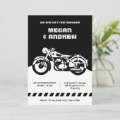 Invitation Mariage de moto classique noir et blanc (Debout devant)
