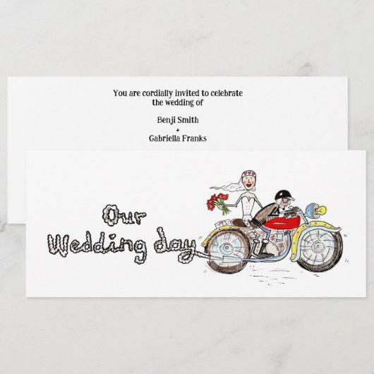 Invitation Mariage de moto Mariée et marié (Devant / Derrière)