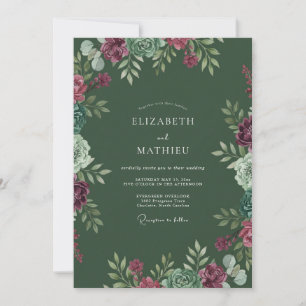 Invitation Mariage de mousse succulente magenta