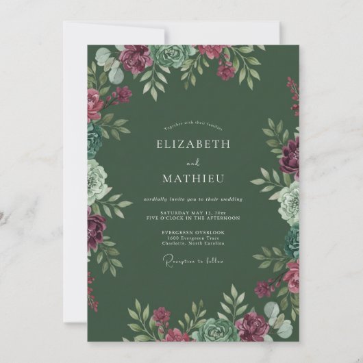 Invitation Mariage de mousse succulente magenta (Devant)