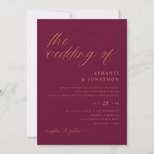 Invitation Mariage de mûrier moderne romantique (Devant)