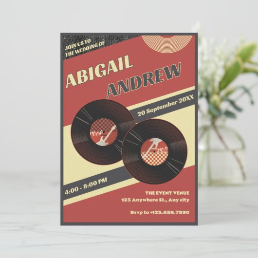 Invitation Mariage de musique rétro (Debout devant)