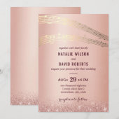 Invitation Mariage de musique Rose moderne Arrière - plan d'o (Devant / Derrière)